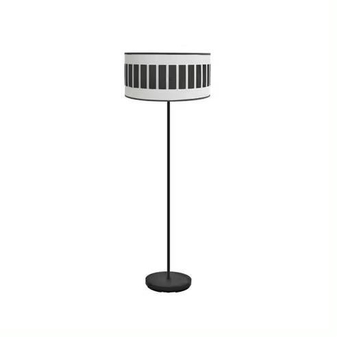 Lámpara de Pie FABRILAMP Ivanna 1xe27 Negro/Blanco-Madera Negra 163x40x40 Cm - Diseño Elegante - 1