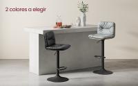 VASAGLE Juego de 2 Taburetes de Bar, Taburetes Altos de Bar Regulables en Altura, con Funda de PU, Giratorios 360°, Sillas de Cocina con Respaldo y Reposapiés, Gris - details 2