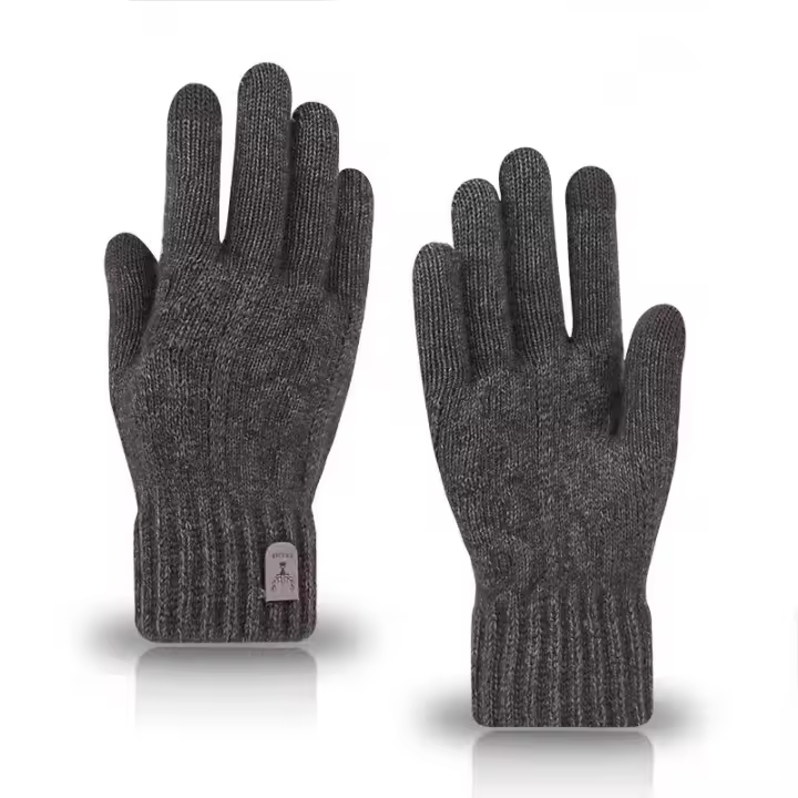 Guantes Táctiles Para Hombres 2023 Guantes De Lana Tejida Con Forro De Poliéster Aislante Para Invierno Guantes De Toque Para Adultos - 1