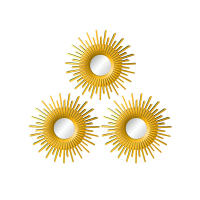 Espejo Redondo En Forma De Sol Colgante Dorado Boho Vintage Decoración Para Pared Sala De Estar Baño Adornos De Fondo - details 1