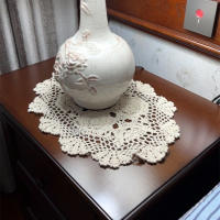 Matriz De Mesa Oval Vintage Crocheted Shabby Chic De Algodón Hecha a Mano Para Bodas Y Eventos Decoración De Hogar 30x45cm - details 3