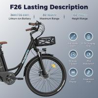 Bicicleta eléctrica de larga duración Fafrees F26, motor de 250 W, batería de 36 V 20,3 Ah, neumáticos de 26 x 1,95 pulgadas, velocidad máxima de 25 km/h, alcance de 140 km, SHIMANO de 7 velocidades, frenos de disco mecánicos, pantalla LCD de 2,3 pulgadas - details 2