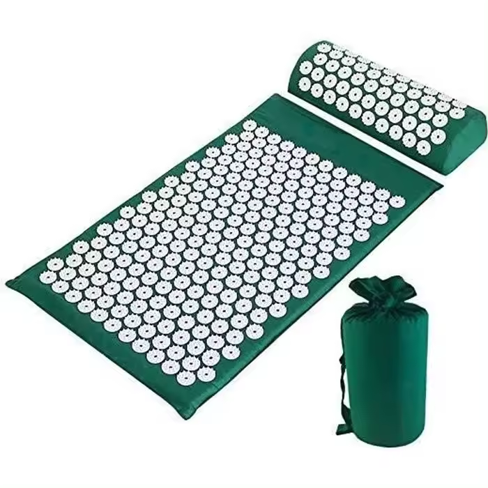 Kit de acupresión, Esterilla de masaje, almohada de acupuntura para yoga, tratamiento del Dolor y la tensión, verde oscuro, 68 × 42 × 2. - 1