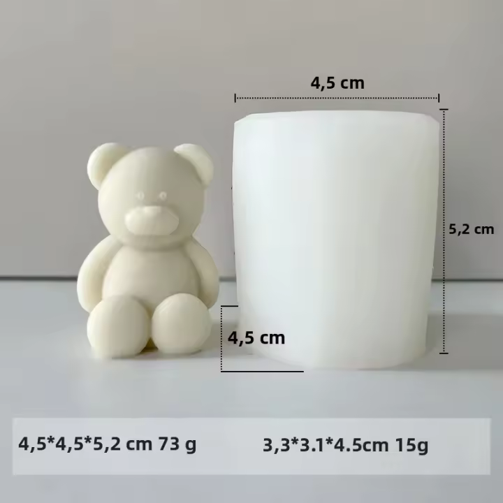 Molde De Velas De Silicona 3D Oso Cartoon Lindo Para Hornear Hacer Sabores Y Cubos De Hielo Kit De Regalo Para Cumpleaños Y Bodas - 1