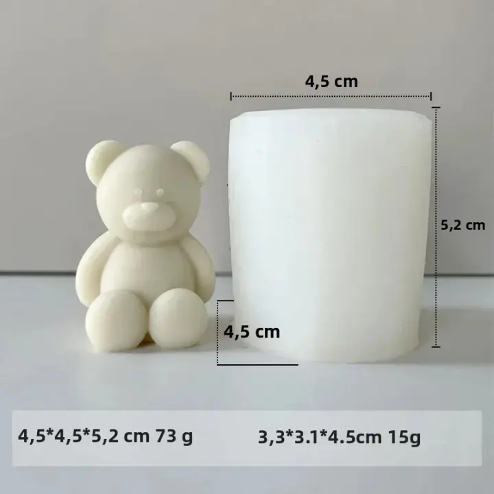 Molde De Velas De Silicona 3D Oso Cartoon Lindo Para Hornear Hacer Sabores Y Cubos De Hielo Kit De Regalo Para Cumpleaños Y Bodas - 1