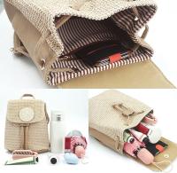 Mochilas de paja para Mujer, Bolso informal, mochila de ratón, Bolso de hombro con solapa, mochila Tejida para Viajes (Beige) - details 1
