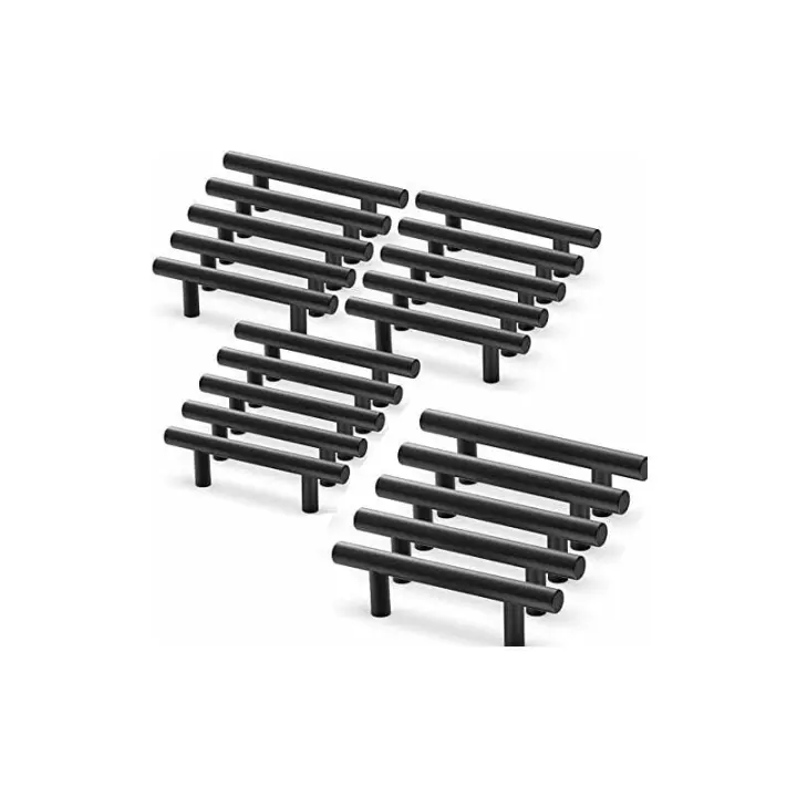 20 piezas manija negra para muebles, manija negra para muebles de cocina, manijas para cajones y armarios, distancia central negra de 64mm - 1