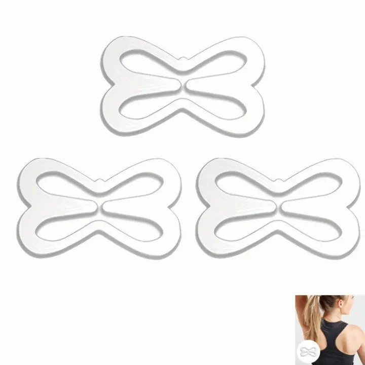 IMAXWAVE Set de 3 Clips para Sujetador en Forma de Mariposa - Clips para espalda cruzada - Convierte tus Tirantes en Espalda Cruzada - Clips para espalda cruzada - Clips para unir tirantes (Blanco) - 1