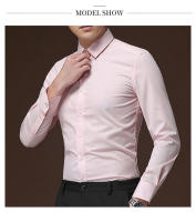 Camisa Clásica Para Hombre De Manga Larga En Blanco Negro Azul Rojo Estilo Vintage Casual Negocios Primavera Otoño - details 4