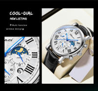 Reloj De Negocios Lujo CHENXI Para Hombre Moda Cronógrafo Fase Lunar Fecha Resistente Al Agua Multifuncional Cuarzo Pulsera Con Manos Luminosas Material De Correa Cuero Display Numeral Romano - details 6
