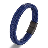 Pulsera De Cuero Genuino Para Hombres Con Cierre Magnético De Acero Pulido Y Cadena De Cordón Negro Joyería Clásica Para Regalo - details 4