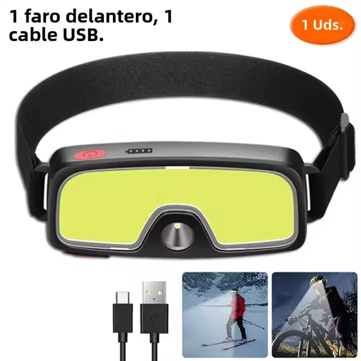 Linterna Frontal LED COB Portátil Con Batería Integrada Recargable USB Impermeable Para Camping Y Trabajo Lámpara Torcha - 1