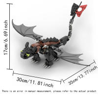 Conjunto De Bloques De Construcción MOC How to Train Your Dragons 2en1 Modelo De Dragón Negro Y Blanco Juguetes Para Niños Y Niñas Regalos - details 1