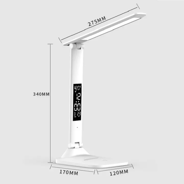 Lámpara De Mesa LED Recargable Con Alarma Y Termómetro Toque Plegable USB Luz Nocturna Dimmable Para Estudio Lectura - 1