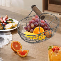 Cesta De Almacenamiento De Hierro Para La Cocina Organizador De Frutas Y Aperitivos Cesta Para Pan Y Alimentos Fotografía Propiedad Tamaño Approx 30x20x15cm - details 2