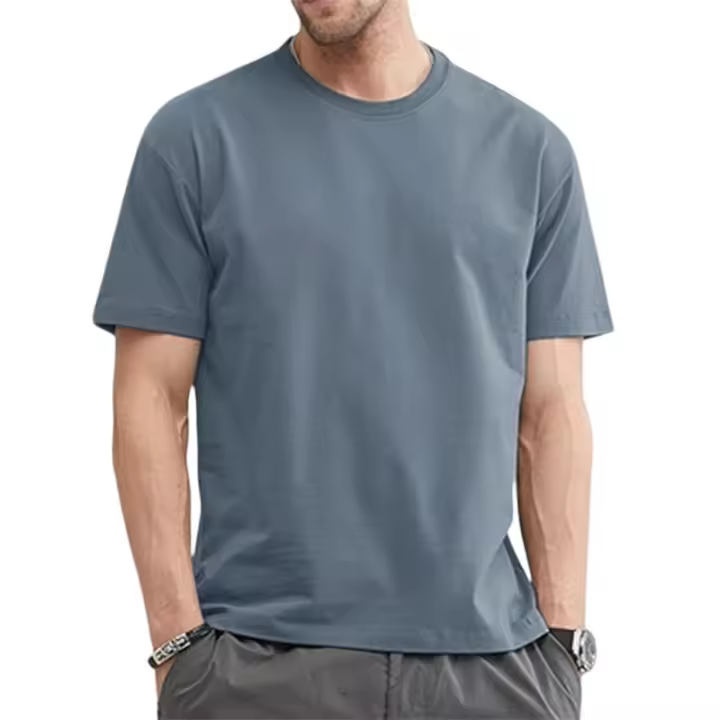 Camiseta De Verano Para Hombres Tallas Grandes De Algodón Sólidos Blancas Estilo Casual Cuello Redondo Prenda Transpirable Y De Secado Rápido - 1