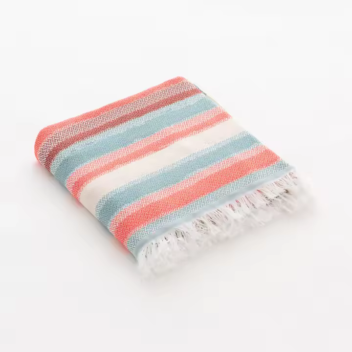 Fouta de Playa, Pareo de Algodón Ligero Tacto Suave con Flecos CAPRI - 90x180cm - 1