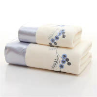 Juego De Toallas De Microfibra Bordadas 2 Piezas 1 Toalla De Rostro 75x35cm 1 Toalla De Baño 140x70cm Secado Rápido Toallas Para El Baño - details 3