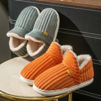 Zapatillas De Terciopelo Suave Para Parejas Estilo Invierno Antideslizantes Cálidas Sandalias Casuales Para Hombres Y Mujeres Zapatos De Algodón Para El Hogar - details 2