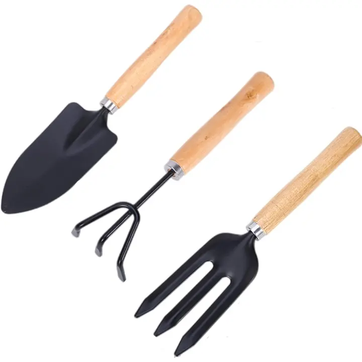 3 PCS Mini Gardening Tools, Gardening Kit Set of Small Shovel Spade Small Rake Handle for Garden Plants Indoor Outdoor - 1