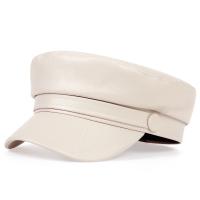 Gorro Militar De Cuero PU Para Mujeres Moda Otoño Invierno Beret Plano Casual Unisex Para Exteriores Y Pintores - details 6