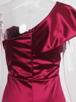 Vestido De Novia De Seda Con Volantes Y Hombro Solo Para Fiesta De Noche Y Baile De Promoción Vestido De Seda Largo Al Piso Estilo Mermaid Sin Mangas - details 4