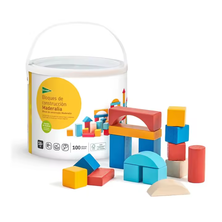 Juego de Construcción de Bloques de Madera - 100 piezas - Eduland - Mayores de 12 meses - Imagina y Construye - EDUCA - 1