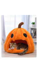 Casa De Gato Y Perro Con Diseño De Calabaza De Halloween Cama Acolchada Para Mascotas Caliente Para Otoño E Invierno Alfombra Para Mascotas - details 2