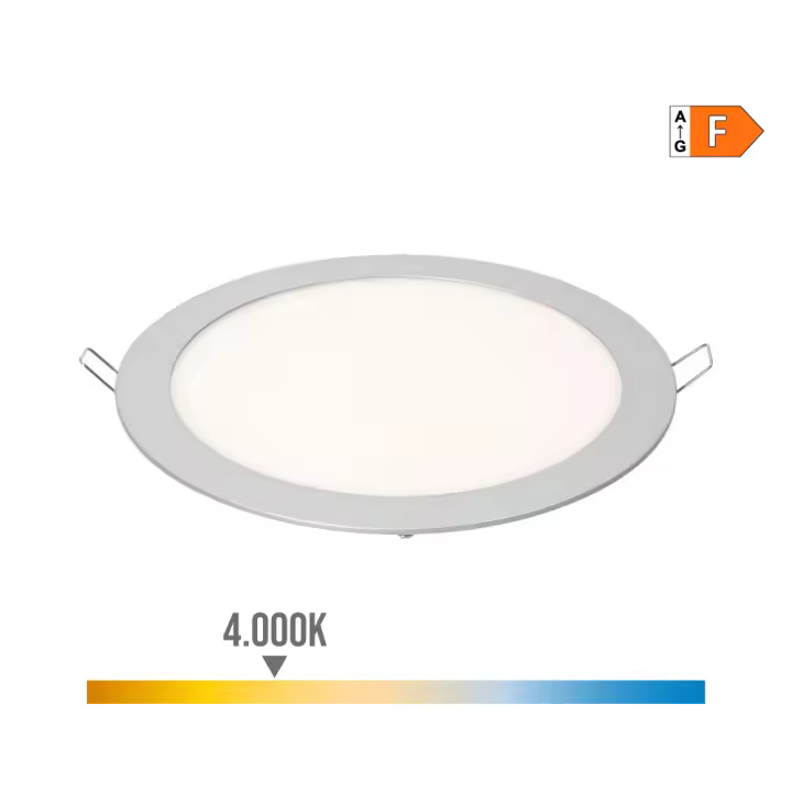 Edm Downlight LED Empotrable Redondo 20W Luz Día 4000K 1500lm Cromado ø22.5cm - 1