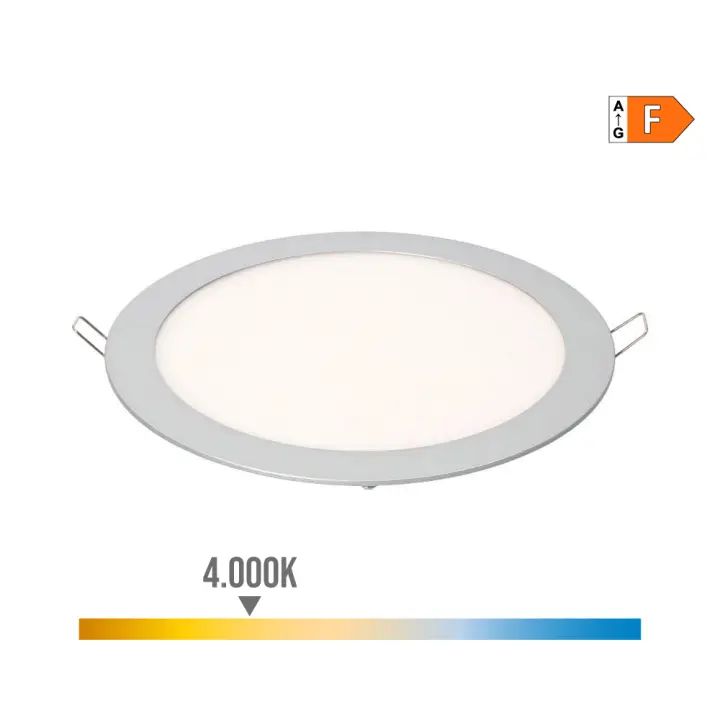 Edm Downlight LED Empotrable Redondo 20W Luz Día 4000K 1500lm Cromado ø22.5cm - 1