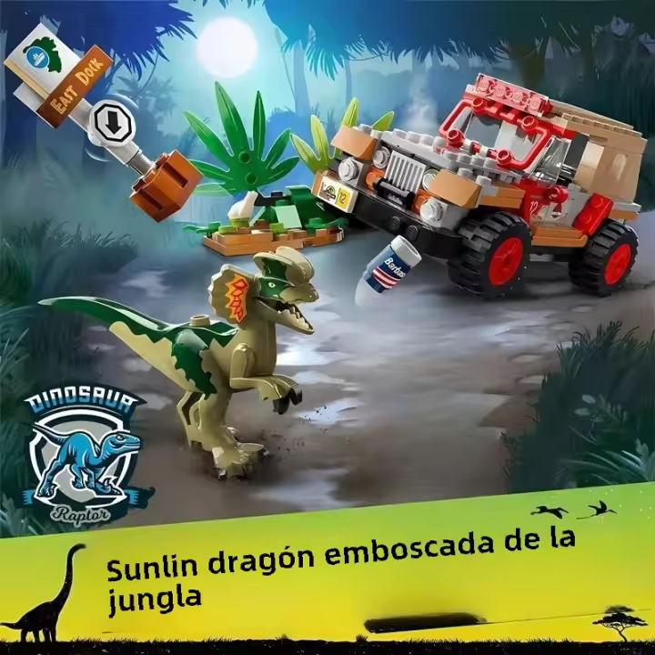 Conjunto De Bloques De Construcción Dinosaurio Dilophosaurus Ambush 221 Piezas Serie Mundial Juguetes De Artesanía Para Niños Regalos - 1