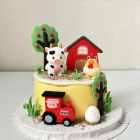 Decoración De Pastel Con Animal De Granja Toppers Vaca Tractor Pollos Ideal Para Fiesta De Cumpleaños Baby Shower Tema De Granja - details 0