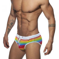 Bragas De Natación Para Hombre En Blanco Con Estampado De Bandas Sport Y Playa Moda Verano Material Poliéster Y Spandex - details 3