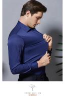 Camisa Social Para Hombre Antirugas Con Bolsillo Cuello En V De Moda Casual Para Oficina Blanco Talla S-4XL Camisa Larga De Poliéster Y Spandex - details 5