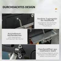 Parrilla de Carbón para Camping with Doble Superficie de Cocción, Rejas Laterales Flexibles, Carro con Estante y Asa Ergónica, Estructura Inxible en Madera de Arce Negro - details 5