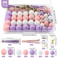 Nuevos 60Pcs/Lote Ganchos De Llave De Cuero Con Borlas De Silicona Y Abalorios Redondos Hexagonales Para Fabricación De Joyas Accesorios Para Pulseras Y Llaveros DIY - details 6