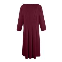 Vestido Largo De Manga Larga Para Mujer Casual Suéter Con Bolsillos Estilo Swing Suelto Cuello Redondo Color Sólido Vestido Robe - details 21