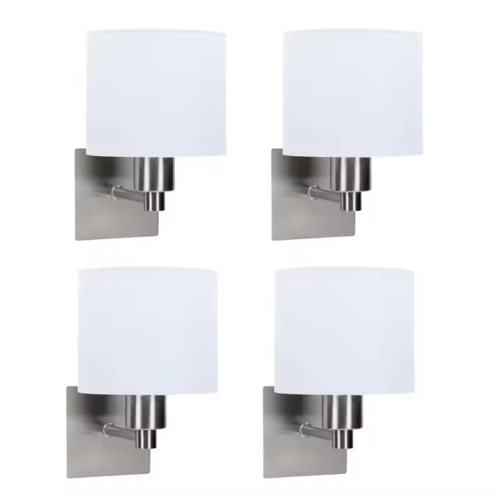 FORLIGHT LYON (4 unidades) - Aplique de pared LED Níquel satinado con pantalla para tambor - 1