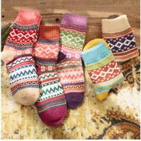 pairs of knitted socks in nice colors and patterns Wavy Multicolor L - details 0