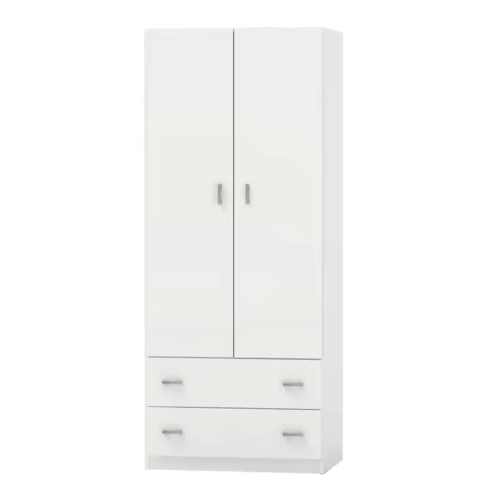 Armario Juvenil Turín 2 Blanco Brillo o Roble Cambrian 74x180 cm - 1
