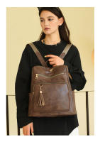 Nueva mochila de cuero, estilo retro, informal, de gran capacidad, con múltiples compartimentos para Mujer - details 12