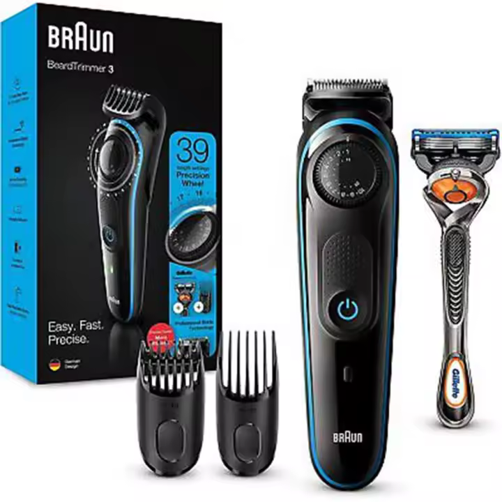 Braun BT3240 Recortadora de Barba y Cortapelos para Hombre, 39 Ajustes de Longitud, Color Negro y Azul - 1
