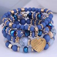 4pcs/set Pulseras Boho Para Mujer Con Cuentas De Cristal Forma De Corazón Y Letras Bangles Elásticos Joyería De Yoga Regalos - details 3
