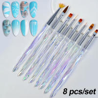 Set De 8 Brochas De Uñas Aurora Para Arte De Uñas Y Acrílico UV Gel Pintura Dibujo Flores/Líneas Brochas De Extensión Fototerapia Carving - details 0