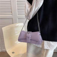 Bolso De Hombro PU Cuero Pequeño Para Mujer Color Sólido Con Cadena Vintage Lujo Monedero Bandolera De Moda Para Dama - details 3