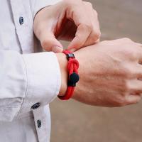 Nuevo Pulsera De Hombre Con Dos Capas De Cuerda De Náilon 4mm Pulsera De Hilo Rojo Suerte Tamaños Diferentes Accesorios Regalo Para Él - details 4