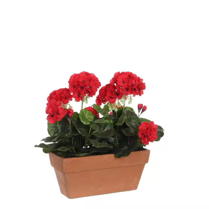 geranio pvc rojo en jardinera para balcon 29x13x40cm - 1