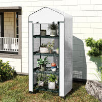 Outsunny Invernadero de Exterior con 4 Estantes y Ruedas, Invernadero Pequeño con Puerta Enrollable, Marco de Acero y Cubierta de PE 140g/㎡, Anti-UV para Plantas, Macetas, Flores, 70x50x165 cm, Blanco - details 3