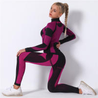 SSITO Conjunto Deportivo de manga Larga para Mujer, traje de Yoga, ropa de Cuello alto para Gimnasio, Top Short de Fitness, Leggings sin costura de DOT in Rayas, Nuevo, 2 Unidades/Set - details 1