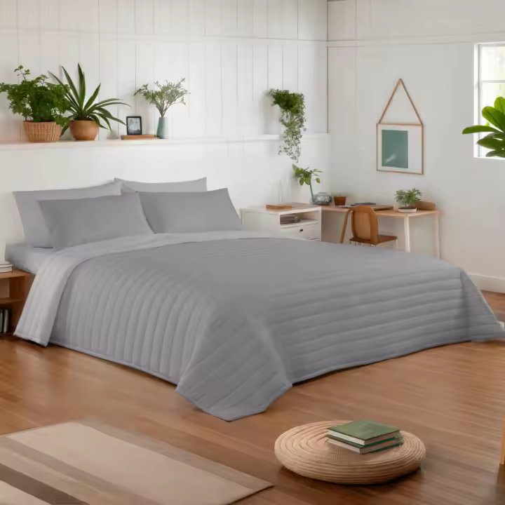 NATURALS - Colcha Bouti Reversible Bicolor - Microfibra Extrasuave - Relleno 100 Gramos (Cama 90/105 - 135/150 - 180) - Cubrecama Acolchado a Líneas - Ideal Primavera y Verano - Fabricado en España - 1